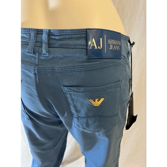$215 NWT Authentic Armani Jeans Pants Stretch Skinny Leg Low Rise Blue Size 30 - Picture 6 of 9